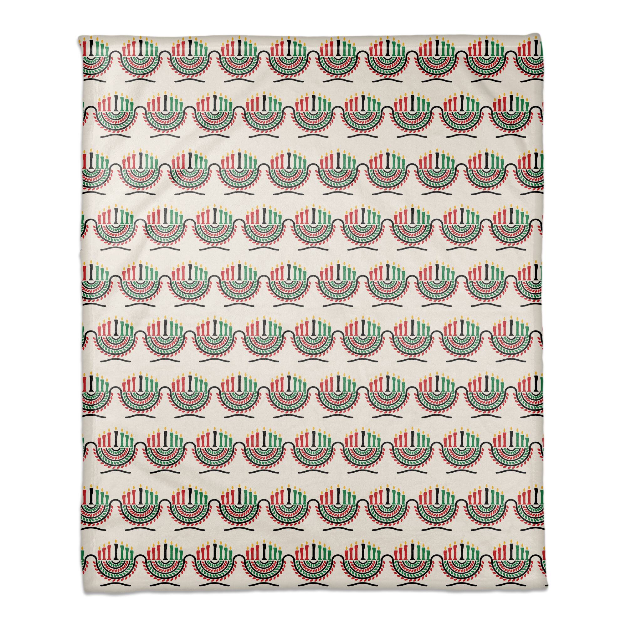 Kinara & Pattern Kwanzaa Fleece Throw